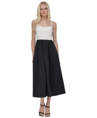 DKNY - Women's Colorblocked Bustier Sleeveless Midi Dress
