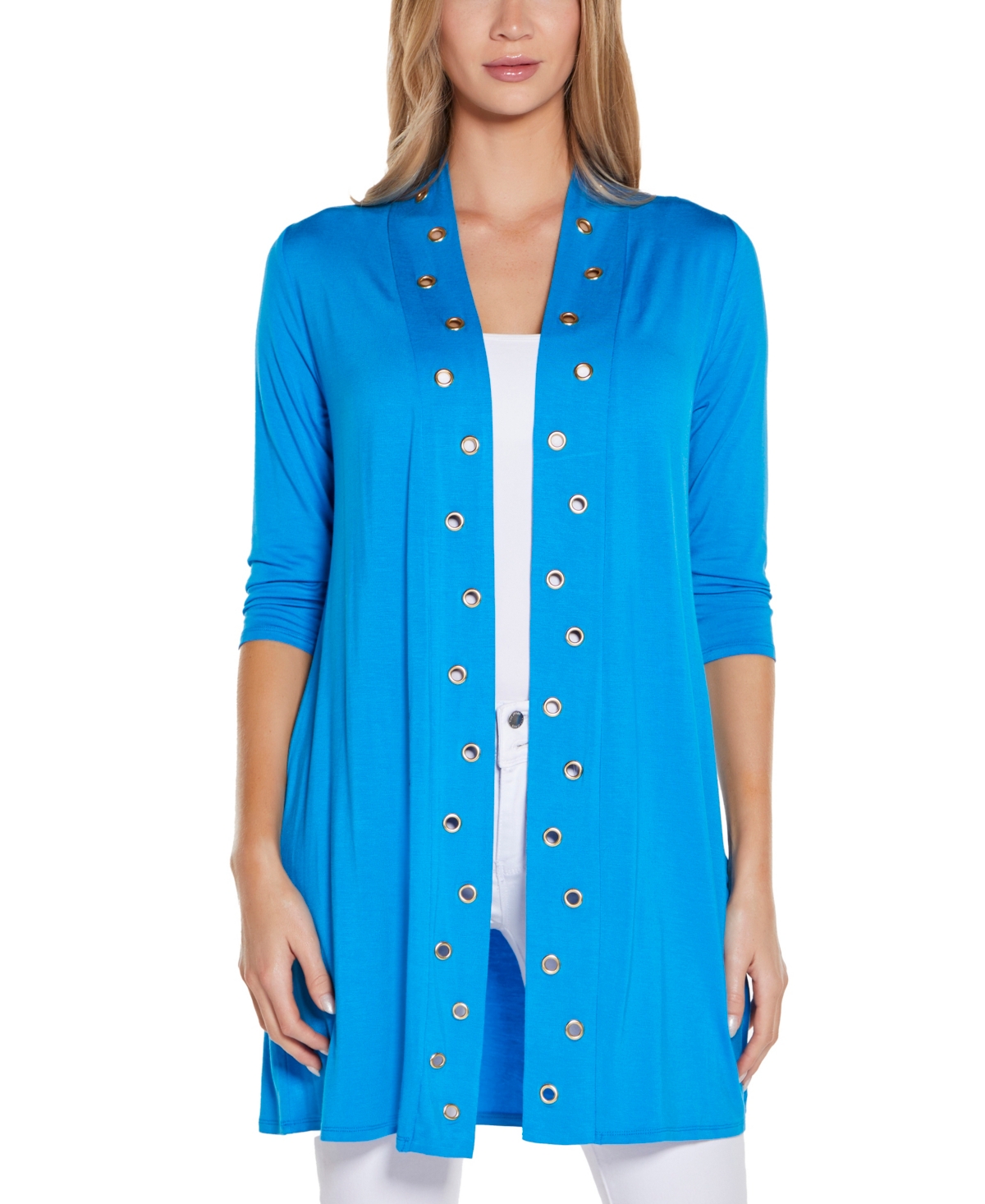 Belldini Grommet-trim Cardigan In Mediterranean