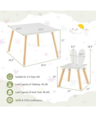 3 Pieces Kids Table and Chairs Set for Arts Crafts Snack Time