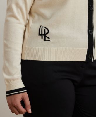 Plus Size Two-Tone Cotton-Blend Cardigan