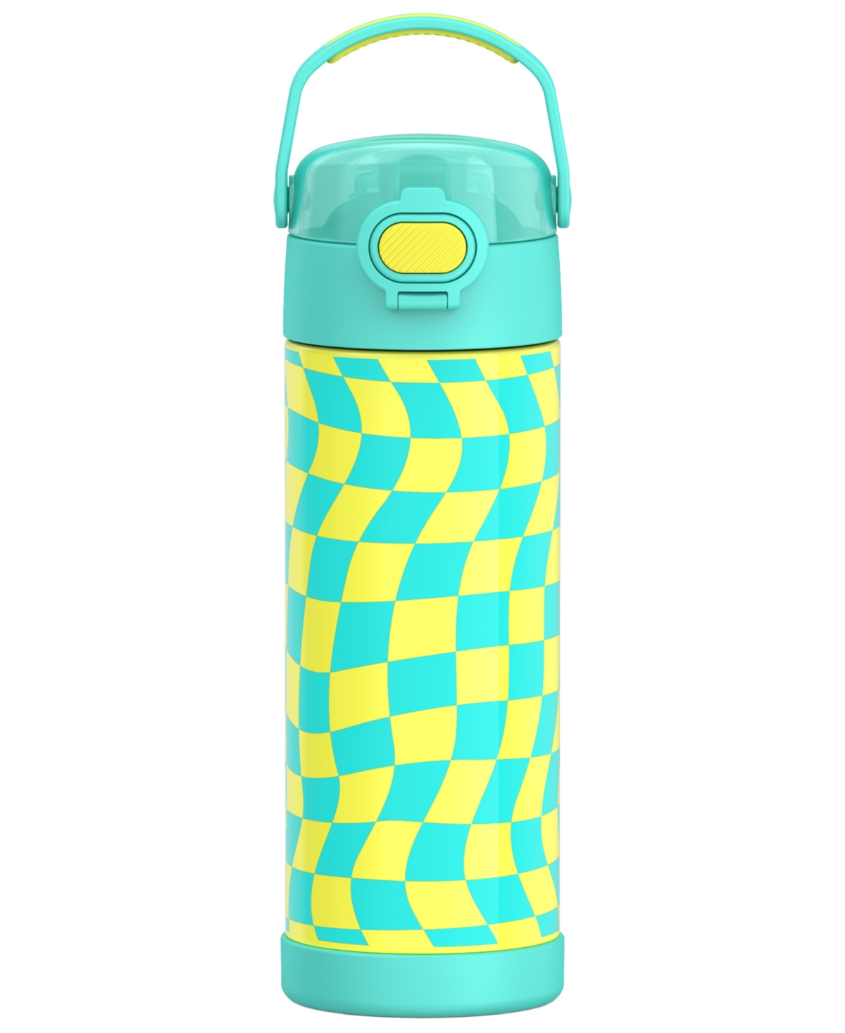 Thermos Funtainer 16 Oz. Water Bottle With Locking Lid In Wavy Checkers Teal