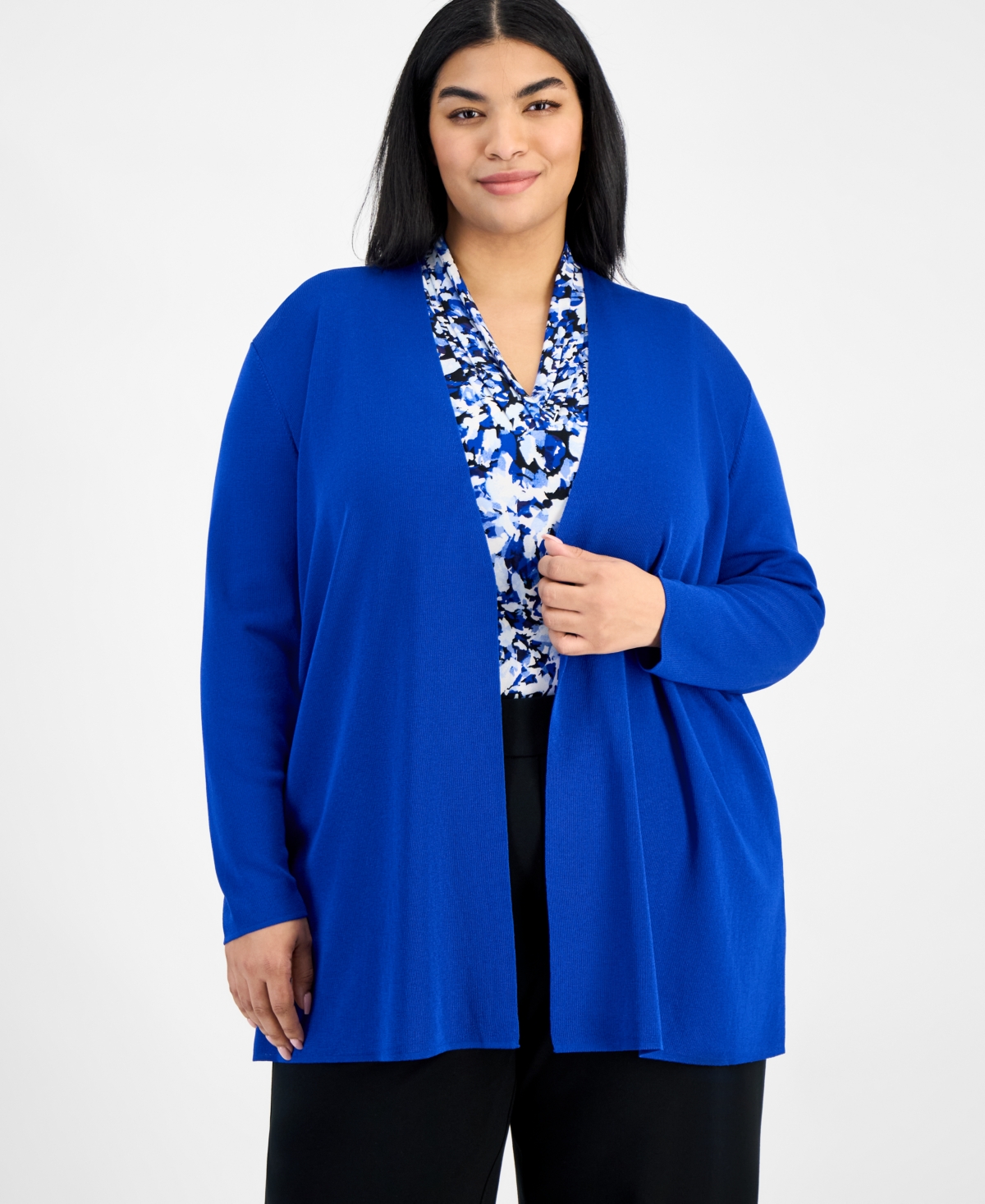 ANNE KLEIN PLUS SIZE NAPA OPEN-FRONT CARDIGAN 