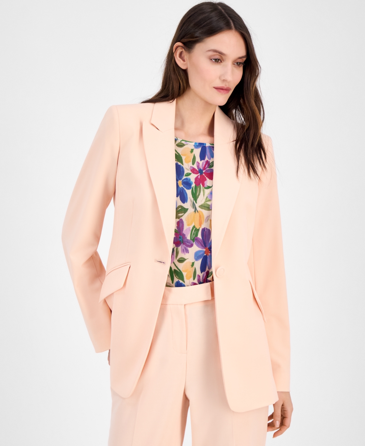 Peak-Lapel Button-Front Jacket - Parfait