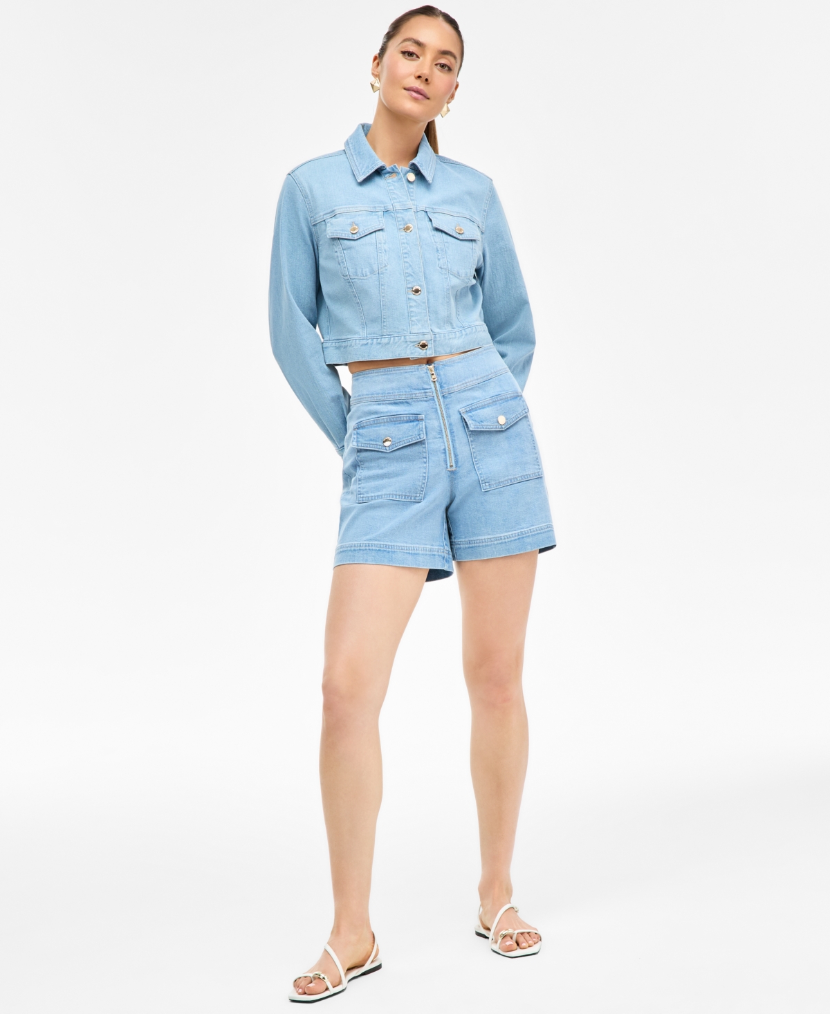 Women's High-Rise Denim Shorts, Exclusively at Macy's - Lt Indigo
