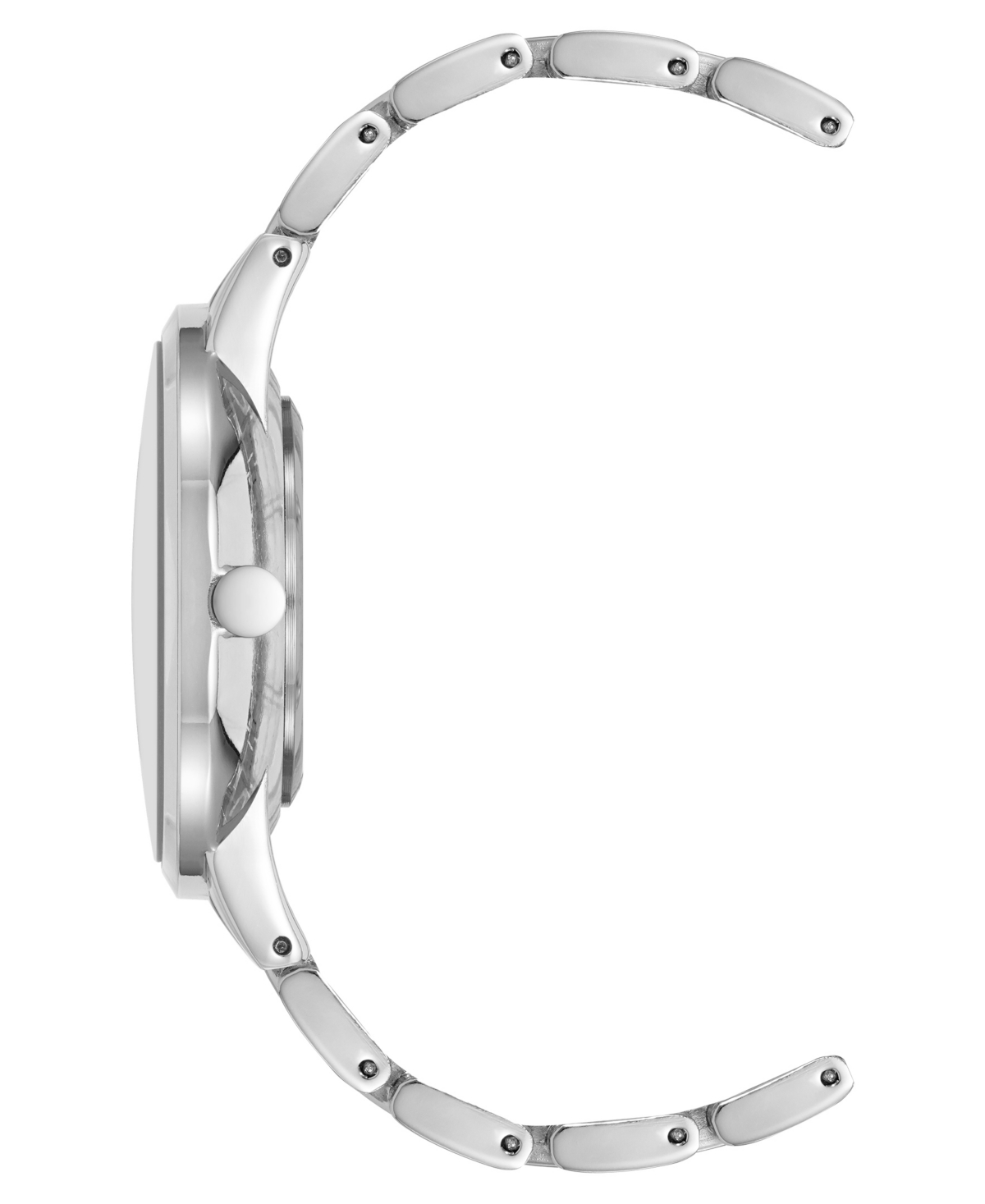 NINE WEST WOMEN'S QUARTZ SILVER-TONE METAL ALLOY EMBOSSED FLORAL DIAL WATCH, 36MM 