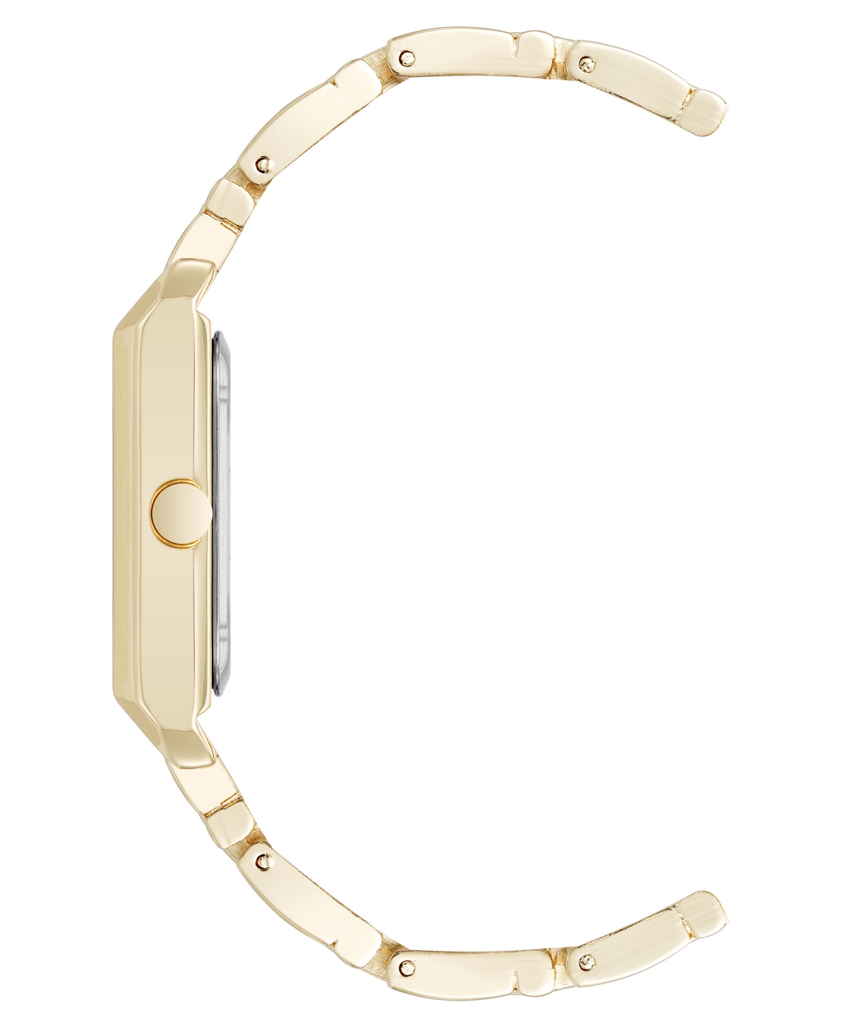 Nine West Women's Quartz Rectangular White And Gold-tone Metal Alloy Watch, 24mm In Gold-tone