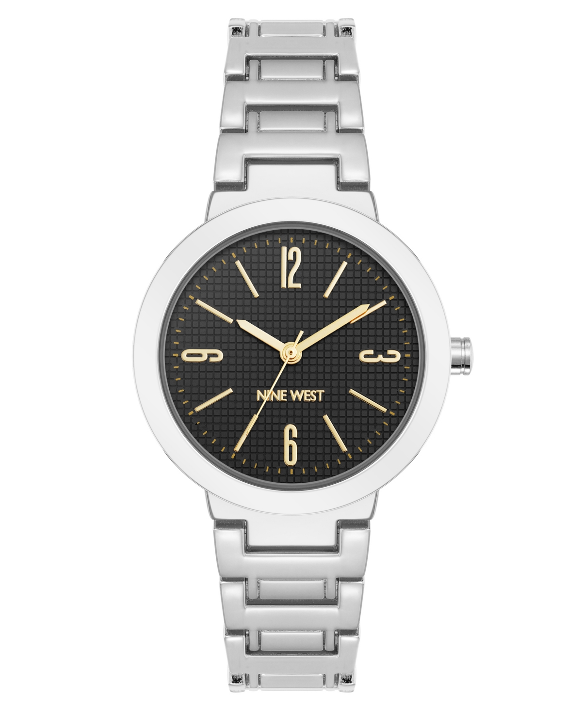 Women's Quartz Everyday Round Black and Silver-Tone Metal Alloy Watch, 33mm - Black, Silver-Tone