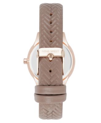 Women's Quartz Boyfriend Rose Gold-Tone and Tan Polyurethane Leather Band Watch, 35mm