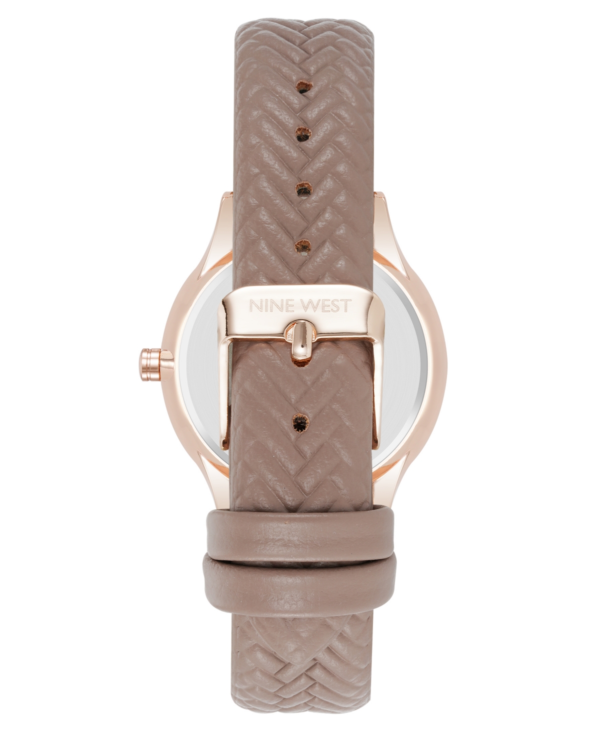 Nine West Women's Quartz Boyfriend Rose Gold-tone And Tan Polyurethane Leather Band Watch, 35mm In Tan,gold-tone