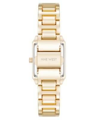 Women's Quartz Rectangular Gold-Tone Metal Alloy Bracelet Watch, 24mm