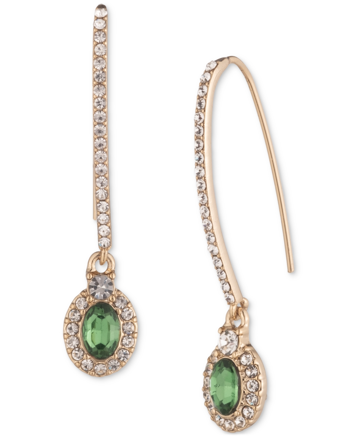 Givenchy Pave & Stone Oval Halo Threader Earrings In Lt,pas Grn