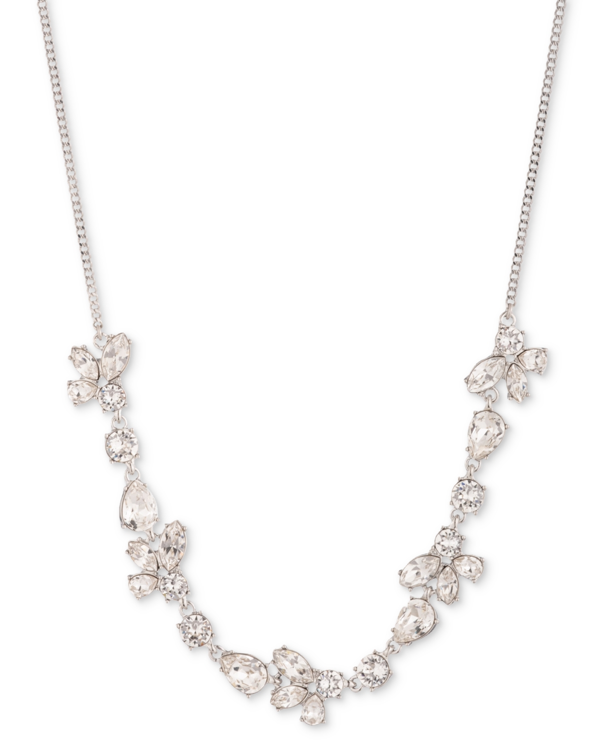 Shop Givenchy Silver-tone Mixed Crystal Statement Necklace, 16" + 3" Extender In Crystal,silver