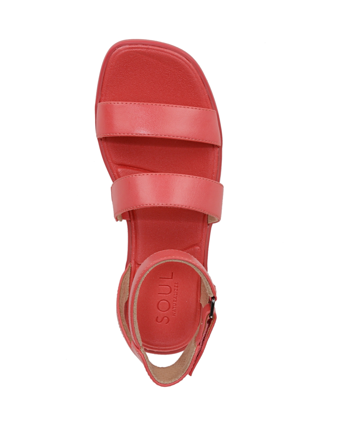 Shop Soul Naturalizer Women's Fiesta Ankle Strap Footbed Flat Sandals In Coral Faux Leather