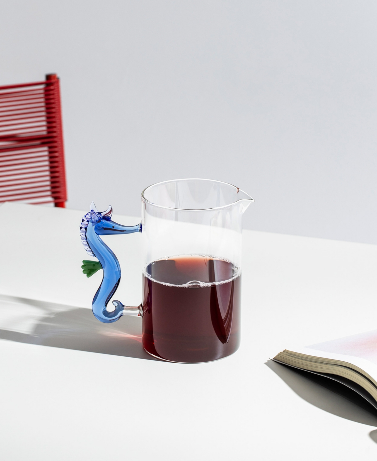 Ichendorf Marine Garden Seahorse Glass Jug, 50.7 Oz. In Blue