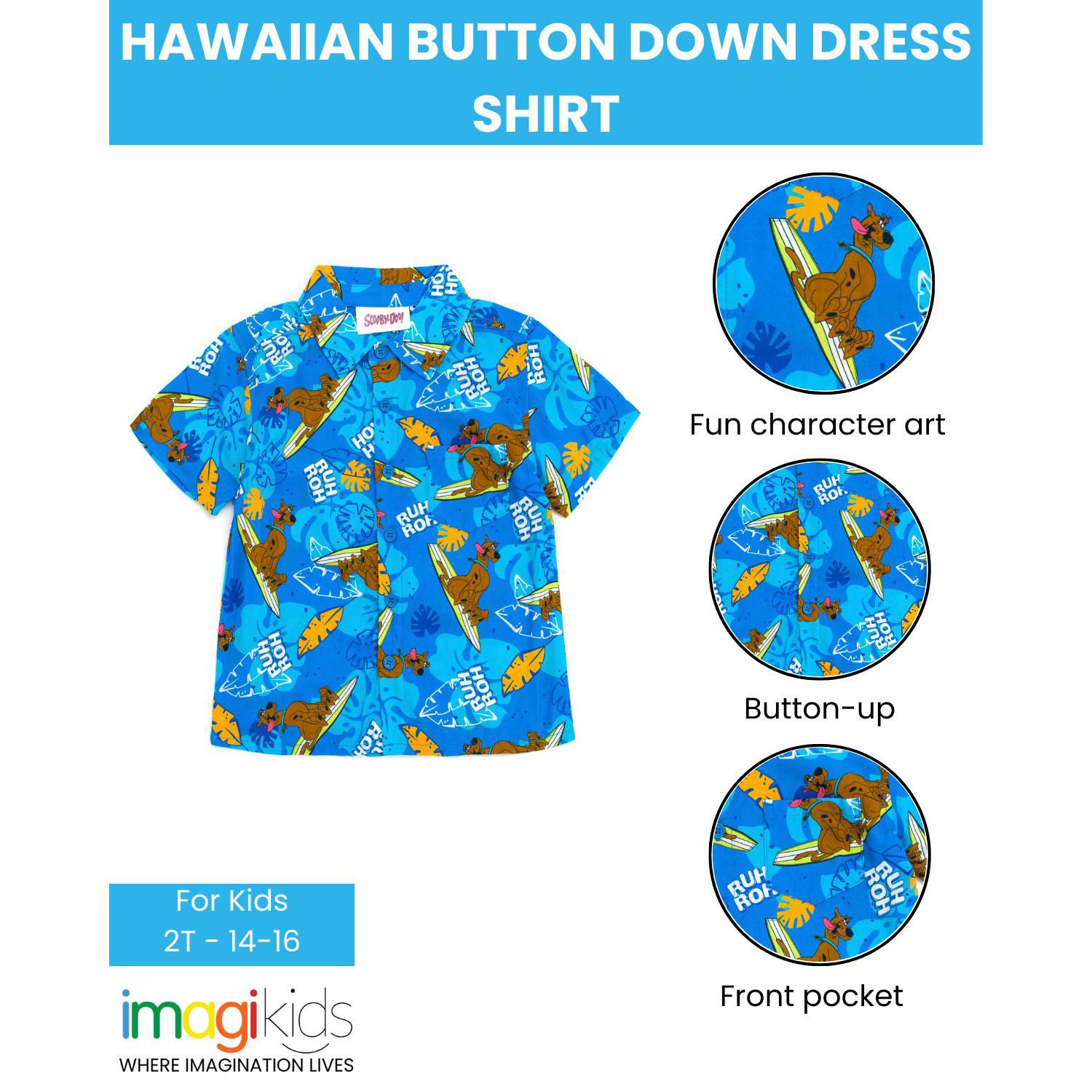 Toddler Boys Scooby-Doo Hawaiian Button Down Dress Shirt