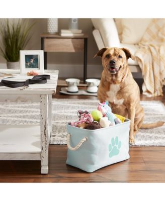 Collapsible Pet Storage Bin with Rope Handles Solid Paw Print