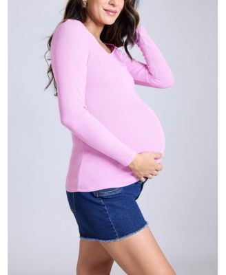 Maternity Square Neck Rib Knit Long Sleeve Tee - Motherhood