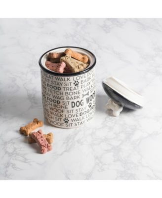 Ceramic Pet Treat Canister Dog Text