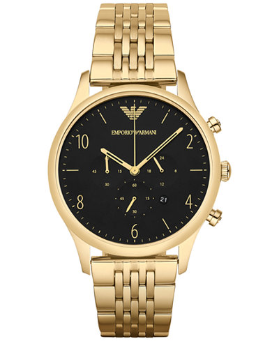 Emporio Armani Men's Chronograph Beta Gold-Tone Stainless Steel Bracelet Watch 41mm AR1893