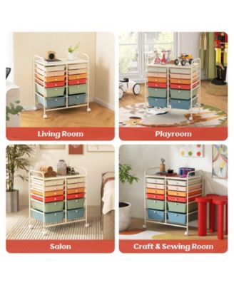 12 Drawers Rolling Cart Storage Scrapbook Paper Organizer Bins-Deep
