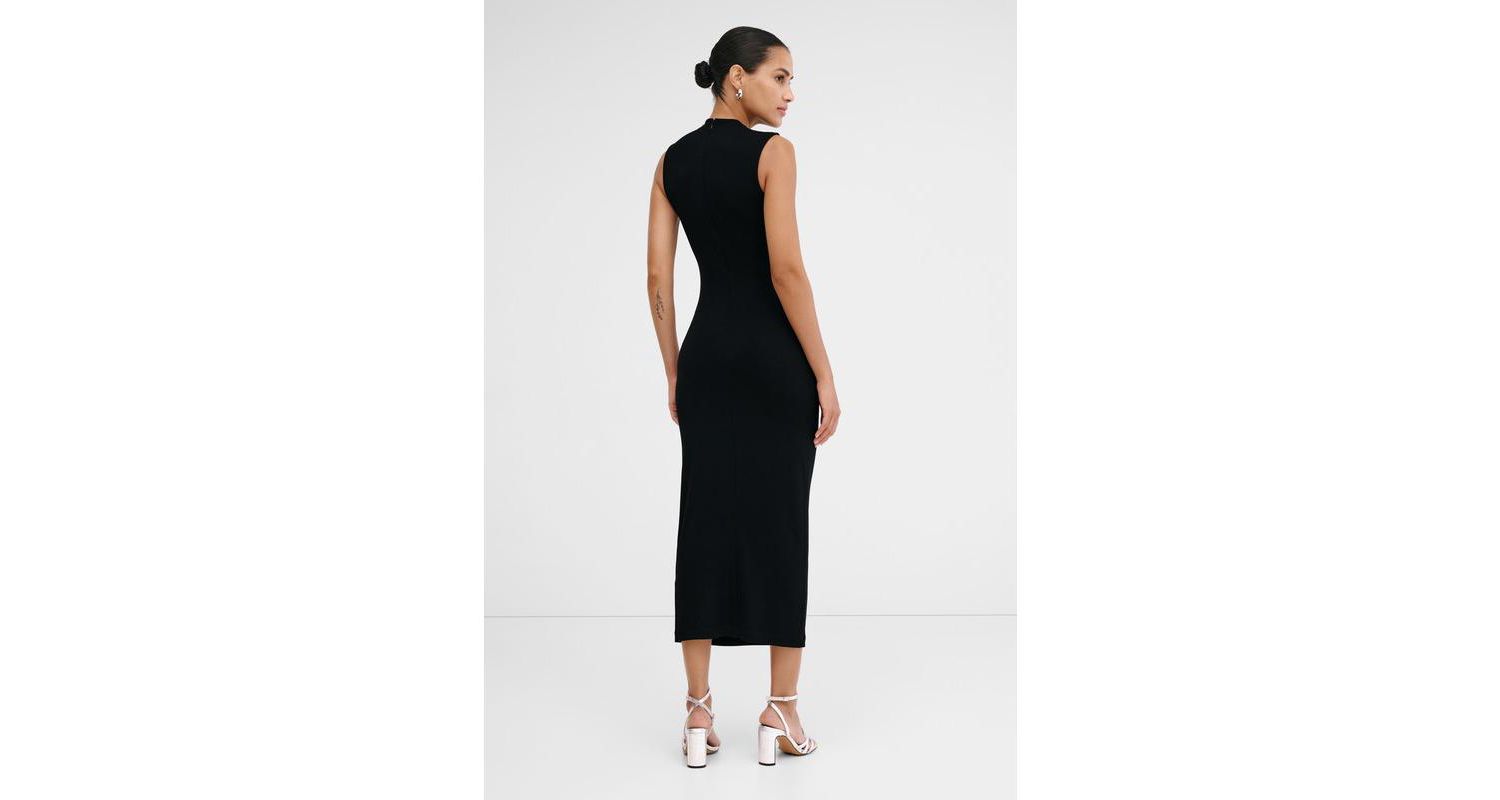 Women's Huron Fitted High-Neck Side-Gathered Sleeveless Jersey Midi Dress