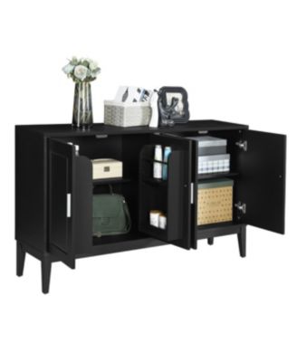 Streamdale 4-Door Sideboard Cabinet with Adjustable Shelf, Black