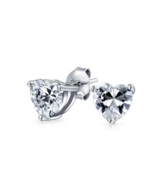 Heart Shaped CZ Solitaire Stud Earrings Rose Gold Sterling Silver
