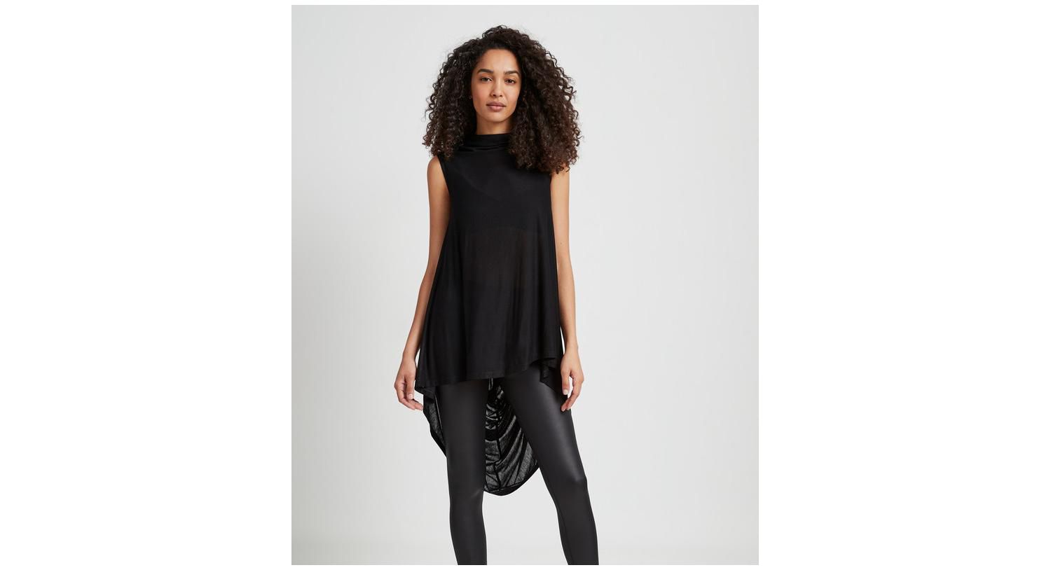 Women's Ines Sleeveless High-Neck Sheer Jersey Draped-Back Tunic