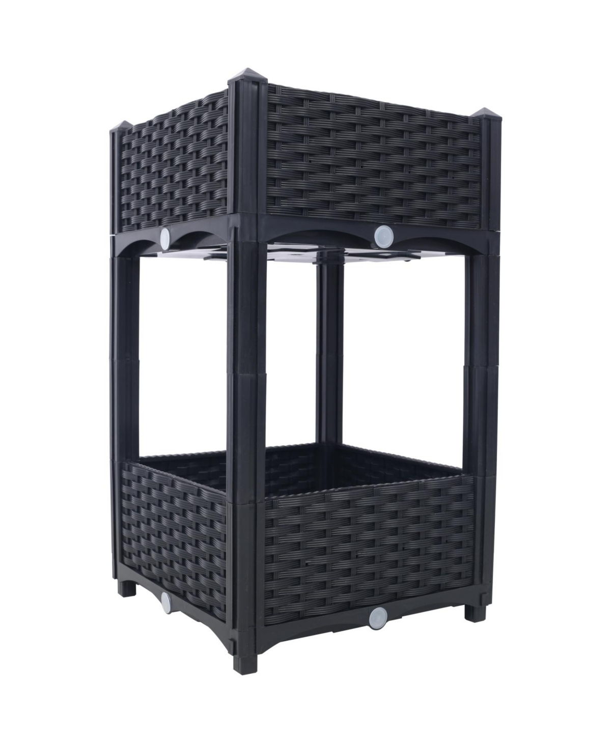 Elevated Planter Box for Outdoor Gardening (15.7"x15.7"x27.7", Black) - Black