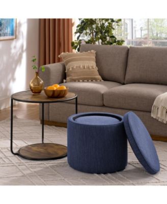 Streamdale Multi-Functional Ottoman with Drum Stool and Storage in Dark Blue