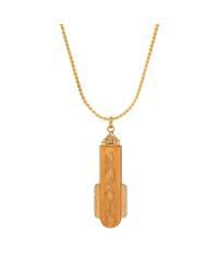Art Deco Style Etched Glass Pendant Necklace