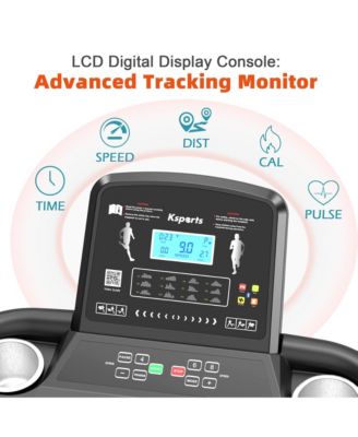 Treadmill Electric Foldable Exercise Indoor Walking Pad with Auto and Manual Incline, Sit-Up Rack or Strap, Ab Mat, and 2 Dumbbells, Black