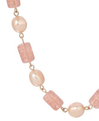 Cracked Glass Faux Cultivated Pearl Bead Necklace