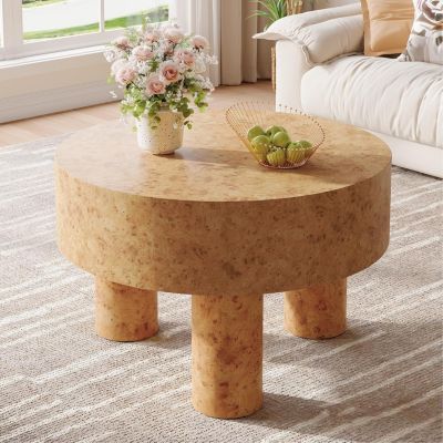 31.5-Inch Round Coffee Table for Living Room, Modern Circle Center Cocktail Tea Table