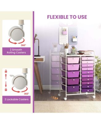 15-Drawer Rolling Storage Cart for Tools, Scrapbook Paper, Office and School Organization