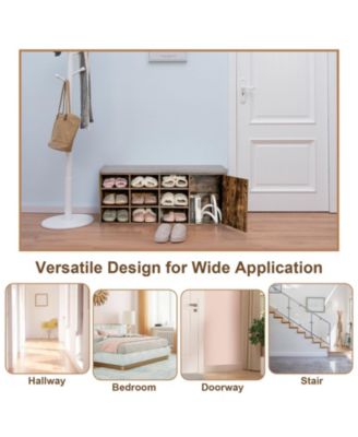 9-cube Adjustable Storage Shoe Bench with Padded Cushion