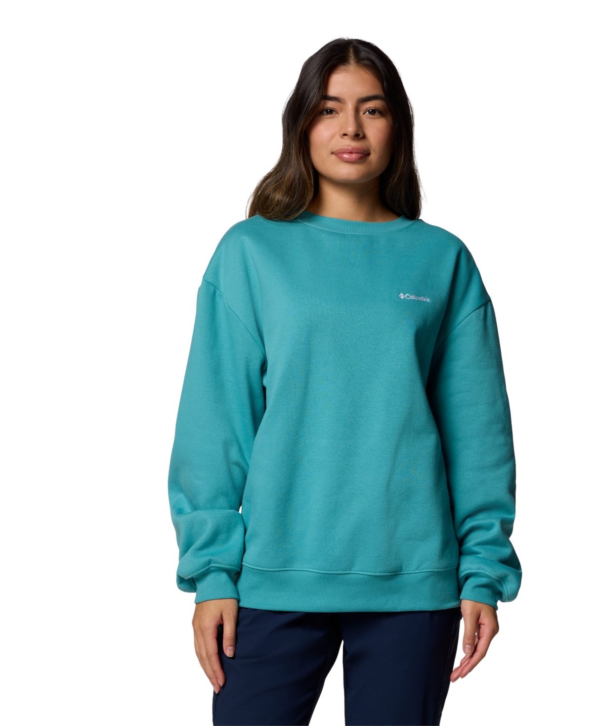 Shop Columbia Women's Aldermore Crewneck Long-sleeve Sweatshirt In Teal