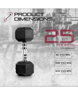 Hex Dumbbells Strength Training Workout Equipment Set, 25 lbs