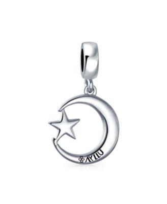 Inspirational Celestial Moon Star Dangle Charm Bead Sterling Silver for Bracelet