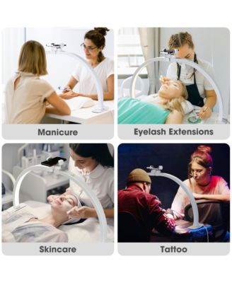 40W Foldable Half Moon Nail Desk Lamp LED Nail Tech Light Phone Holder With Carry Bag For Manicure Beauty Salon Home Spa