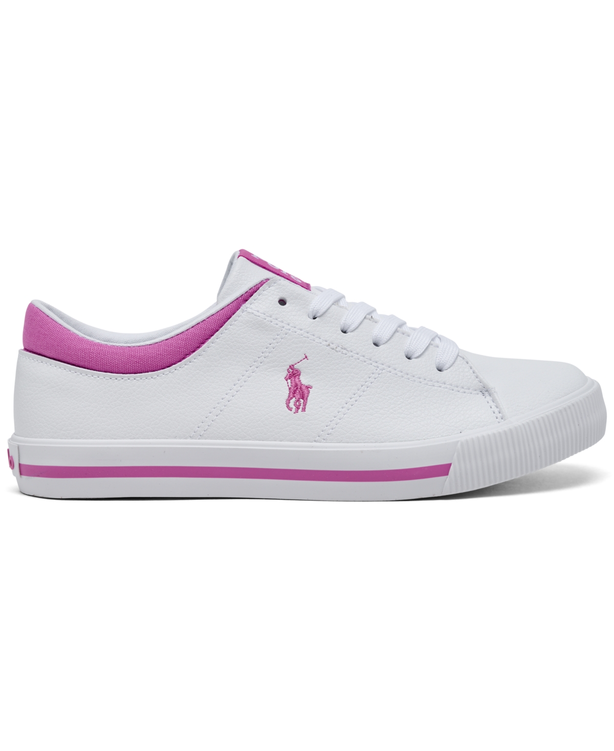 Polo Ralph Lauren Big Girls Elmwood Casual Sneakers From Finish Line In White,pink