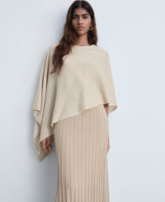 MANGO - Women's Asymmetrical Lurex Knitted Cape