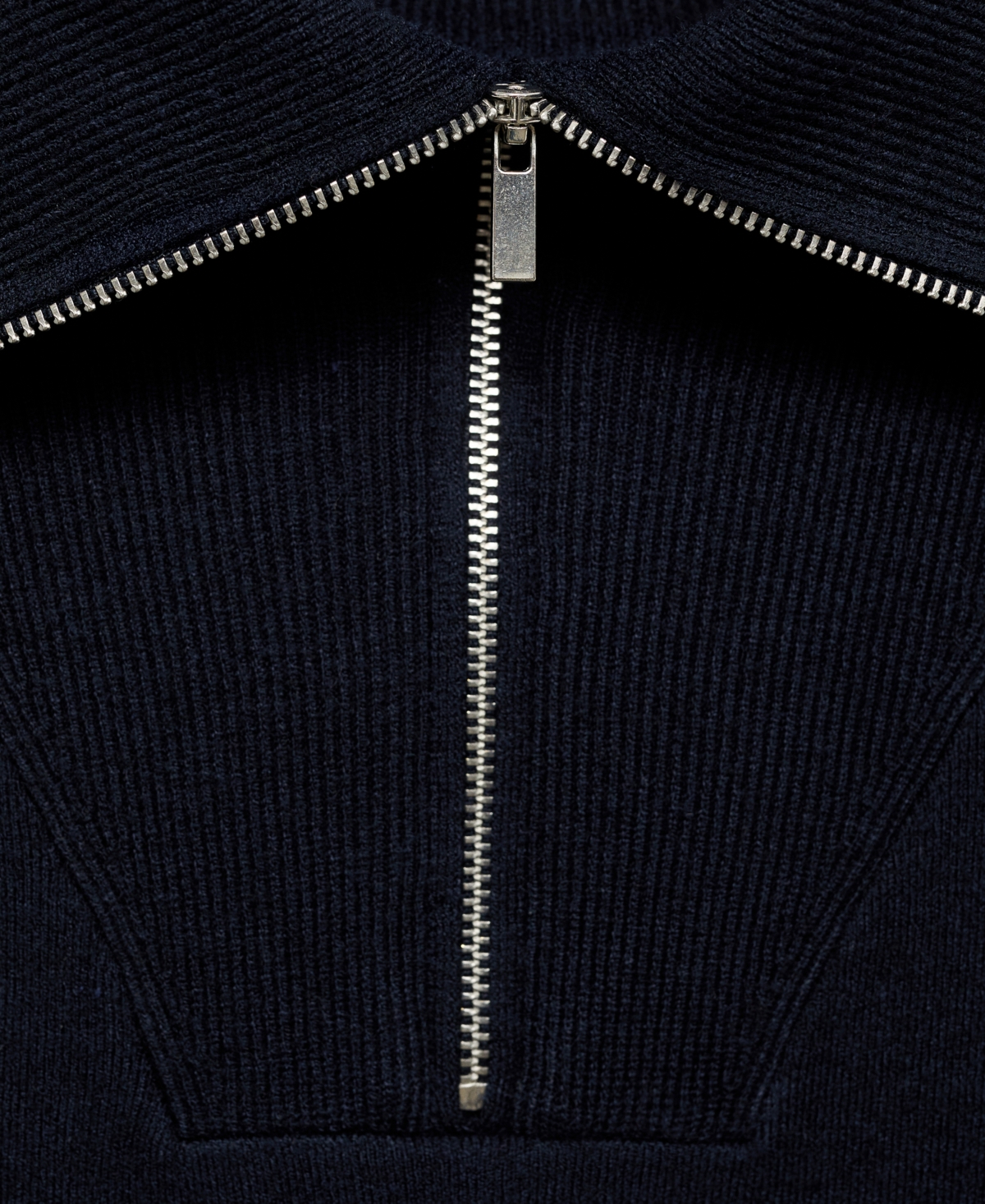 Mango Oversize Quarter Zip Jersey Sweater In Dark Navy