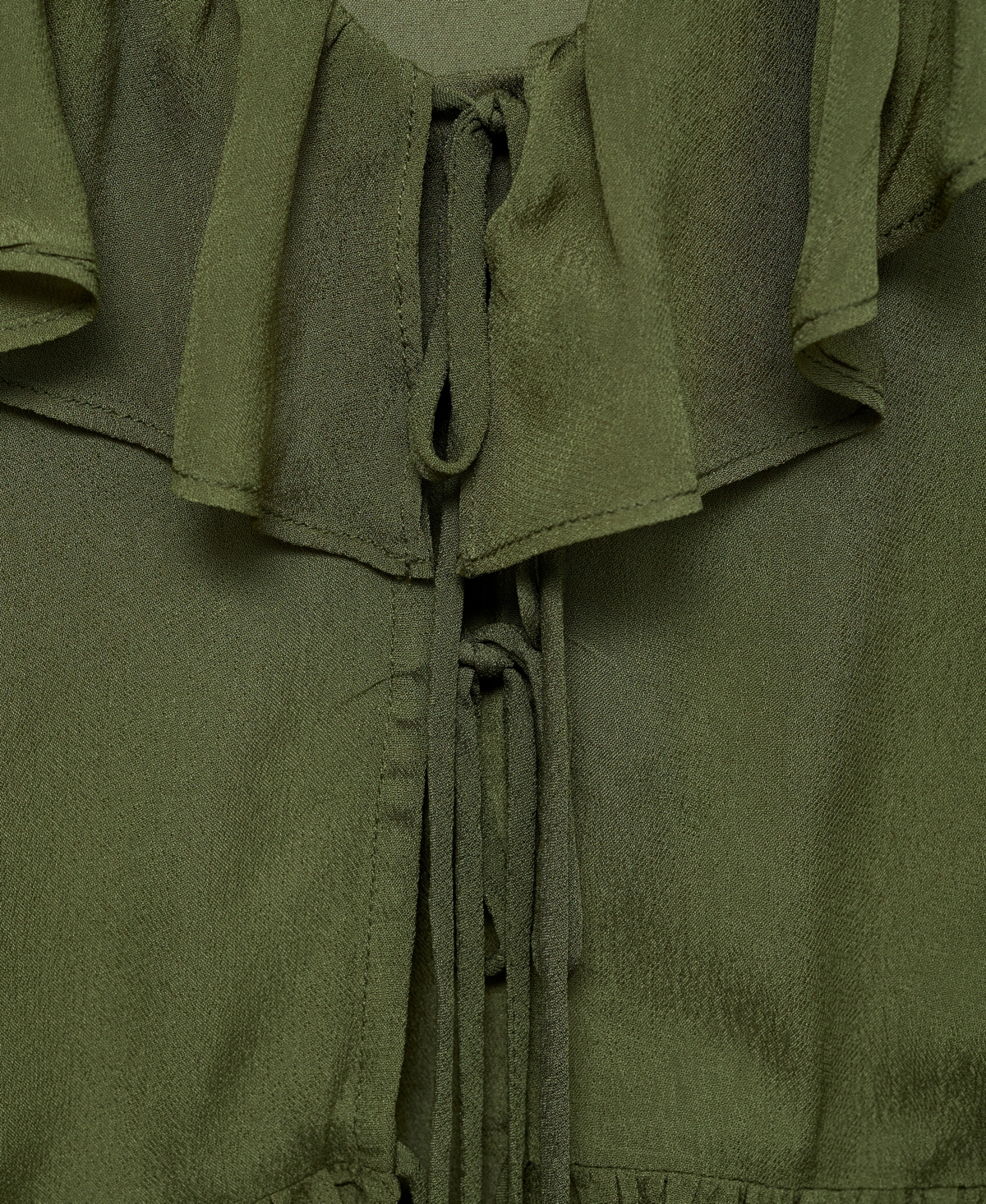 Mango Blouse Volants Kaki - Femme - M -  In Olive