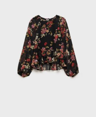 Women's Floral Ruffled Blouse Top