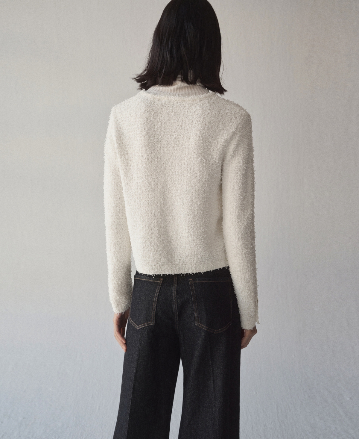 Shop Mango Women's Jewel Buttoned Tweed Sweater In Ecru