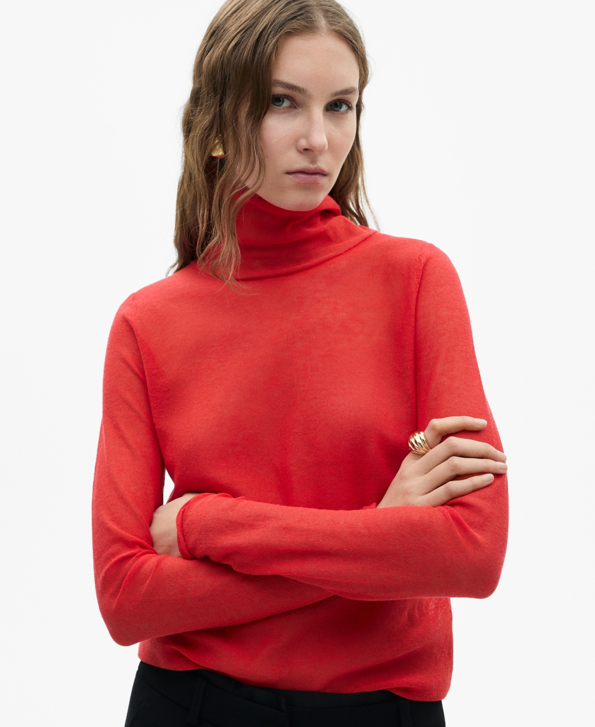 Mango Turtleneck Sweater In Red