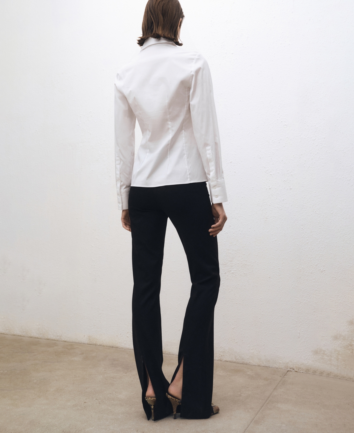 Mango Essential Stretch Poplin Button-up Shirt In Off White