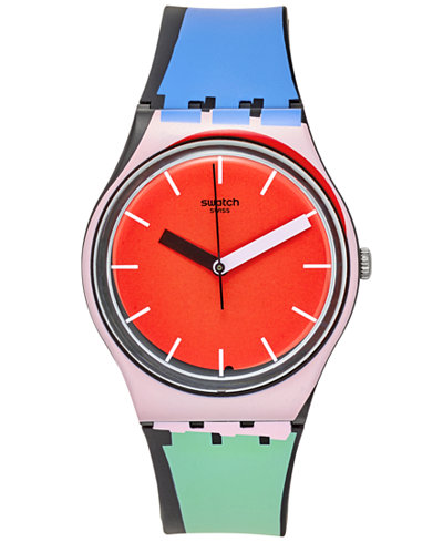 Swatch Unisex Swiss Sport Mixer Multi-Color Silicone Strap Watch 34mm GB286