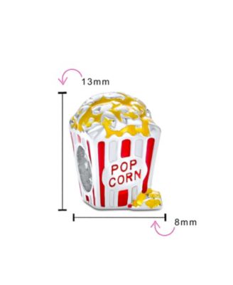Movie Lover Popcorn Charm Bead Enamel Sterling Silver European Bracelets